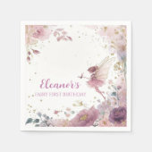 Floral Fairy First Birthday Personalised Napkin Serviette (Vorderseite)