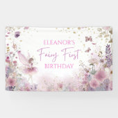 Floral Fairy First Birthday Personalised Party Banner (Horizontal)