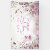 Floral Fairy First Birthday Personalisierte Feier Banner (Vertikal)