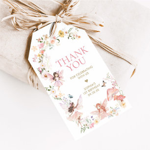 Floral Fairy First Geburtstagsparty Fvor Tags Geschenkanhänger