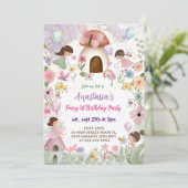 Floral Fairy Girl 1. Geburtstag Einladung (Stehend Vorderseite)