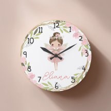 Floral Fairy Watercolor Personalised Kids Clock