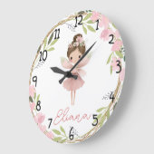 Floral Fairy Watercolor Personalised Kids Clock Große Wanduhr (Winkel)