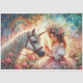 Floral Fairytale Girl and Unicorn Decoupage  Seidenpapier (Vorderseite)