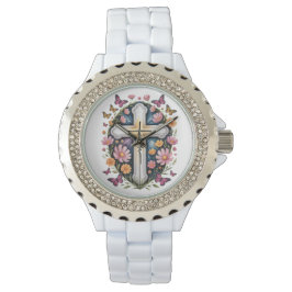 Floral Faith Cross Armbanduhr
