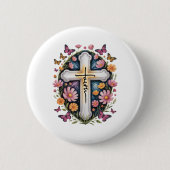 Floral Faith Cross Button (Vorderseite)