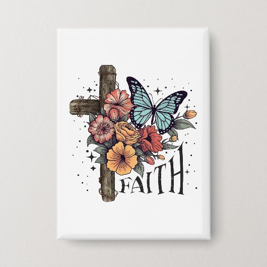 Floral Faith Cross Button (Vorderseite)