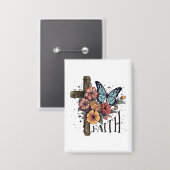 Floral Faith Cross Button (Vorderseite/Rückseite)