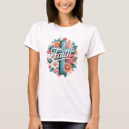 Floral Faith Cross Divine Grace T-Shirt