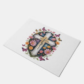 Floral Faith Cross Fußmatte (Schrägansicht)