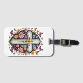 Floral Faith Cross Gepäckanhänger (Vorderseite (Horizontal))