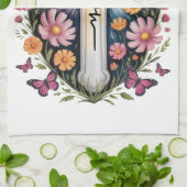 Floral Faith Cross Geschirrtuch (Gefaltet)