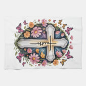 Floral Faith Cross Geschirrtuch (Horizontal)