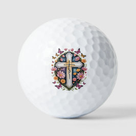 Floral Faith Cross Golfball