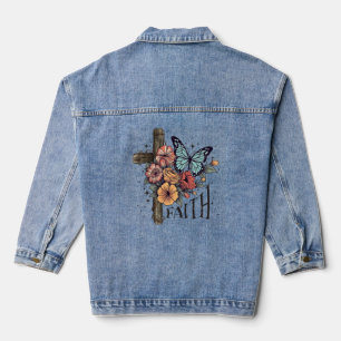 Floral Faith Cross Jeansjacke