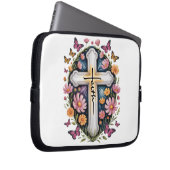 Floral Faith Cross Laptopschutzhülle (Vorne Rechts)