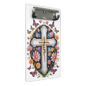 Floral Faith Cross Mini Klemmbrett (Schrägansicht)