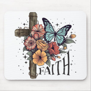 Floral Faith Cross Mousepad