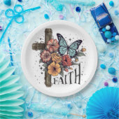 Floral Faith Cross Pappteller (Party)