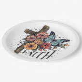 Floral Faith Cross Pappteller (Schrägansicht)