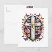 Floral Faith Cross Postkarte (Vorne/Hinten)
