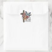 Floral Faith Cross Quadratischer Aufkleber (Tasche)