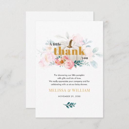 Floral Fall Baby Dusche Vielen Dank Mitteilungskarte (Vorne/Hinten)