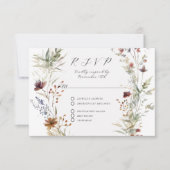 Floral Fall BOHO Wildblume Floral QR Code Wedding RSVP Karte (Vorderseite)
