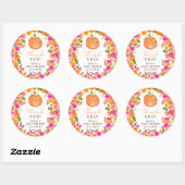 Floral Fall cute little pumpkin baby shower Runder Aufkleber (Blatt)