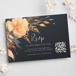 Floral Fall Eleganter QR Code Hochzeit RSVP Karte