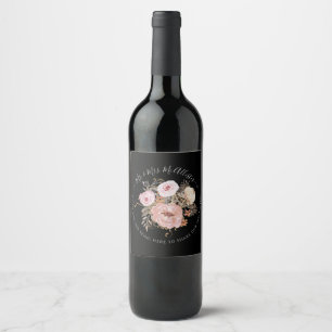 Floral Fall Farbe Schwarz Rosa Rosa Rose Gold Weinetikett