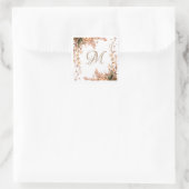 Floral Fall Garland Script Monogram Elegant Quadratischer Aufkleber (Tasche)
