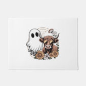Floral Fall Highland Cow Ghost Fußmatte (Vorderseite)