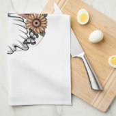 Floral Fall Highland Cow Ghost Geschirrtuch (Viertel Falte)