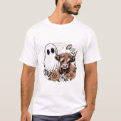 Floral Fall Highland Cow Ghost T-Shirt (Vorderseite)