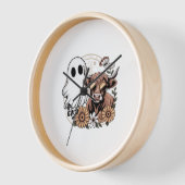Floral Fall Highland Cow Ghost Uhr (Winkel)