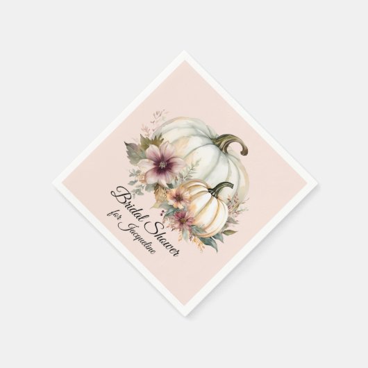 Floral Fall Leaf Pumpkin Blush Pink Brautparty Serviette (Ecke)