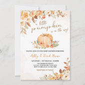 Floral Fall Little Pumpkin Baby Dusche Einladung (Vorderseite)