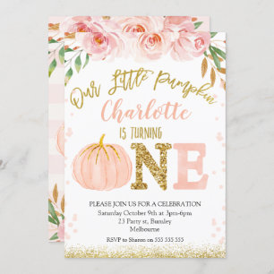 Floral Fall Little Pumpkin Geburtstag Einladung