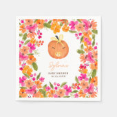 Floral Fall niedliche Kürbisbrunnendusche Serviette (Vorderseite)