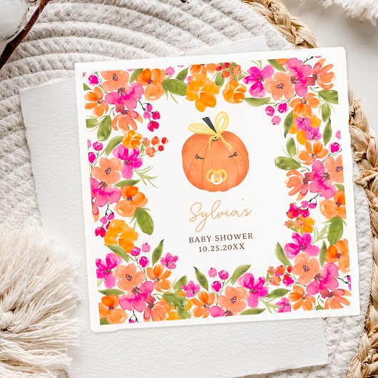 Floral Fall niedliche Kürbisbrunnendusche Serviette