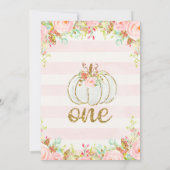 Floral Fall Pumpkin 1. Geburtstag Einladung (Rückseite)