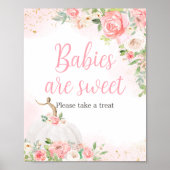 Floral Fall Pumpkin Baby Dusche Babys sind süß Poster (Vorne)