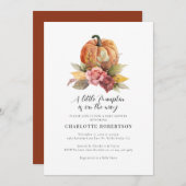 Floral Fall Pumpkin Baby Dusche Einladung (Vorne/Hinten)