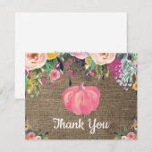 Floral Fall Pumpkin Burlap Danke Karte (Vorne/Hinten)