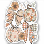 Floral Fall Pumpkin Coquette Boho Fall Bow Aufkleber (Vorderseite)