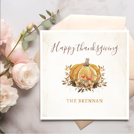 Floral Fall Pumpkin Erntedank Dinner Napkins Serviette