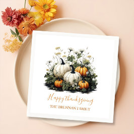 Floral Fall Pumpkin Erntedank Dinner Napkins Serviette