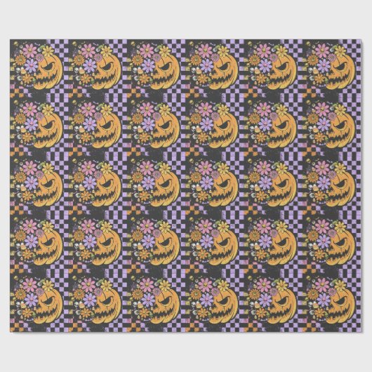 Floral Fall Pumpkin Halloween Geschenkpapier (Flach)