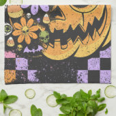 Floral Fall Pumpkin Halloween Geschirrtuch (Gefaltet)